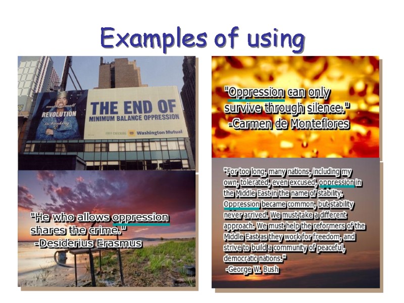 Examples of using